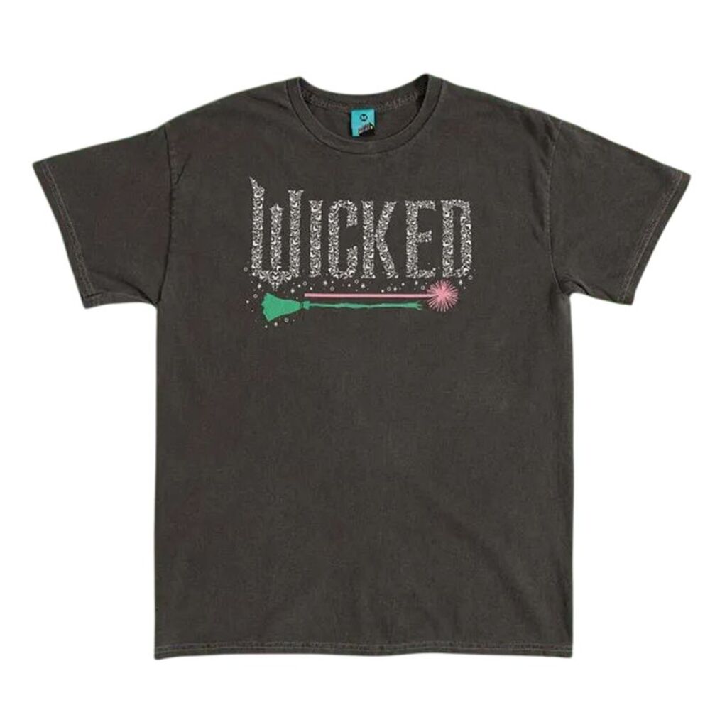 Wicked Unisex Adult Icons Vintage Wash Back Print T-Shirt / Charcoal
